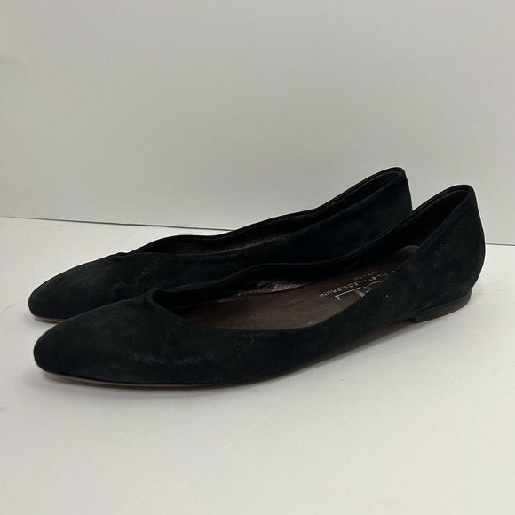 AGL Attilio Giusti Leombruni Shoes - AGL Womens Almond Toe Metallic Suede Ballet Flats Black Size 42/12